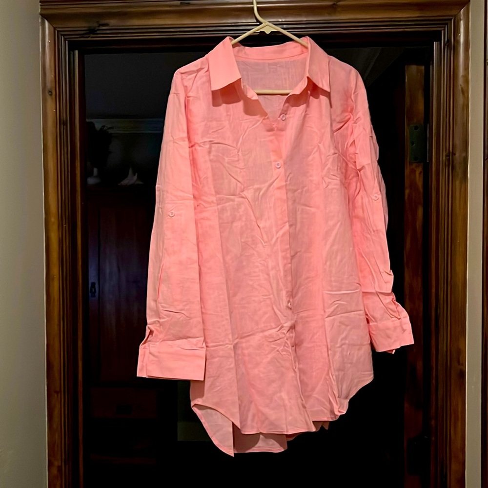 Pink ladies Large cover up or shirt over jeans